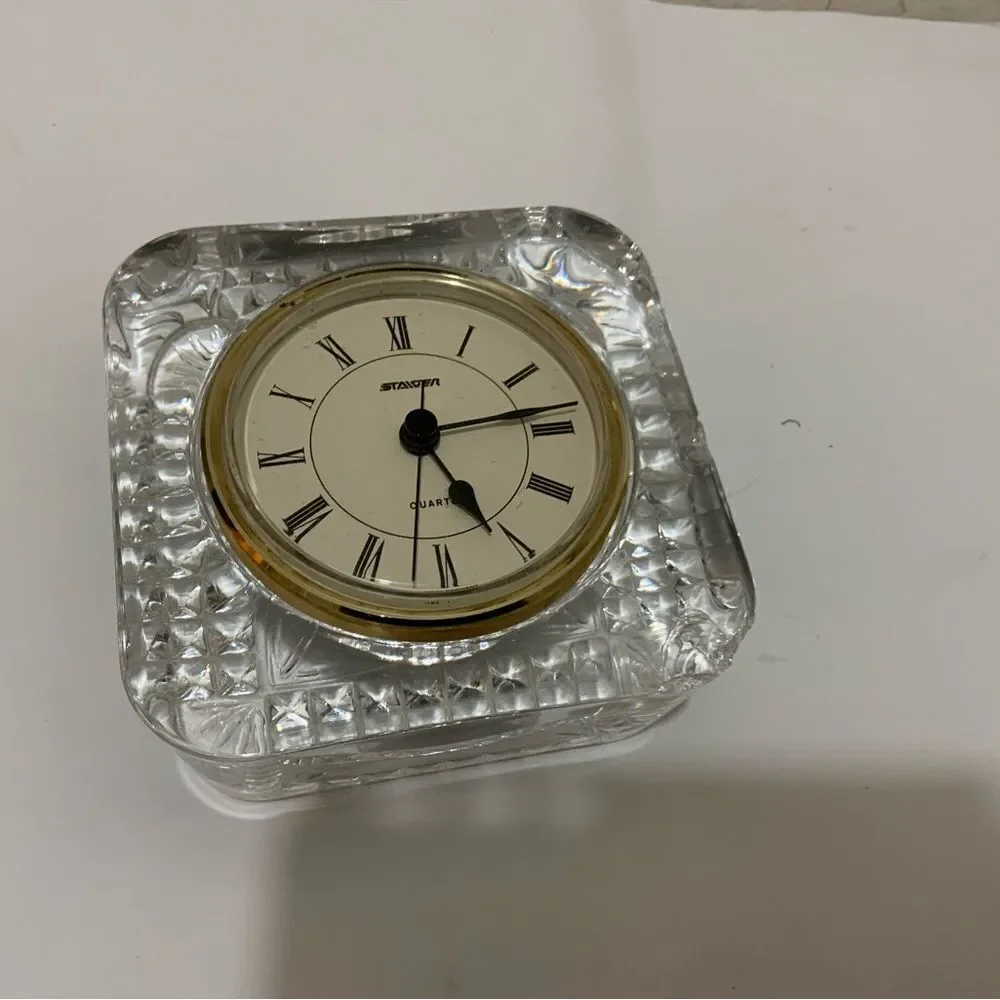 Staiger Quartz Lead Crystal Clock West Germany Movement - Crystal Made in France
